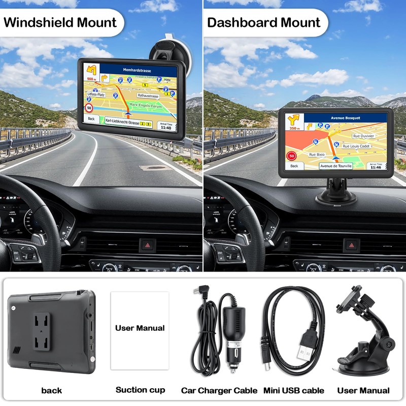 OHREX GPS Navigation for Car, 7 inch, with US Canada