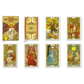 Miniature Golden Art Nouveau Tarot with Japanese Manual Pocket Manual, Tarot Card, Mini