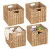 12x12x12inch Plastic Wicker Cube Baskets Large Square Foldable Handwoven Laundry
