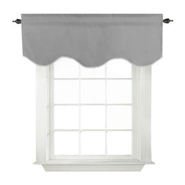 Turquoize Blackout Curtain Valances for Kitchen Windows/Living Room/Bathroom - 52 inches by 18 inches Small Scalloped Valance Window Curtain Panel, 52" x 18" Inches, 1 Panel, Dove Gray