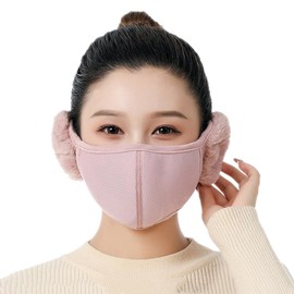 TecHong Unisex Winter Warm Windproof Mask with Fluffy Ear Covers - Thick Dustproof Breathable Mouth Cover Half Face Earflaps