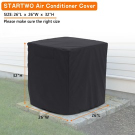 STARTWO Air Conditioner Cover for Outdoor Units Heavy Duty Waterproof Durable for Outdoor Elastic Bottom for Secure Fit Year Around Protection -Gray W26inD26inH32in