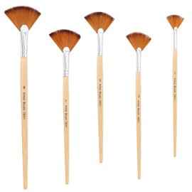 5 PCS Artist Fan Brushes Set, Fan Paint Brushes Artist Soft Anti-Shedding Paint Brush Set Artist Fan Brush Watercolour Brushes Set Painting Brushes Art Acrylic for Oil Painting Acrylic Paint