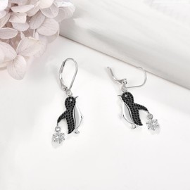 YAFEINI Penguin Earrings Gifts Sterling Silver Penguin Snowflake Earrings Penguin Jewellery For Women Girls Christmas Gifts