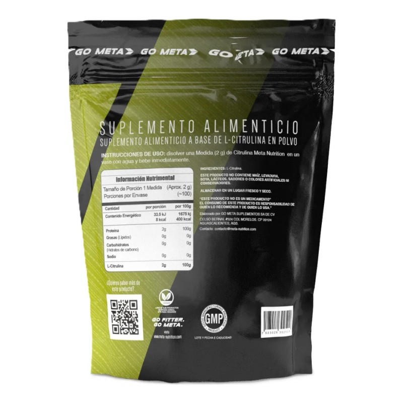 Citrulina Meta Nutrition 200 Grs 100 Serv Sabor