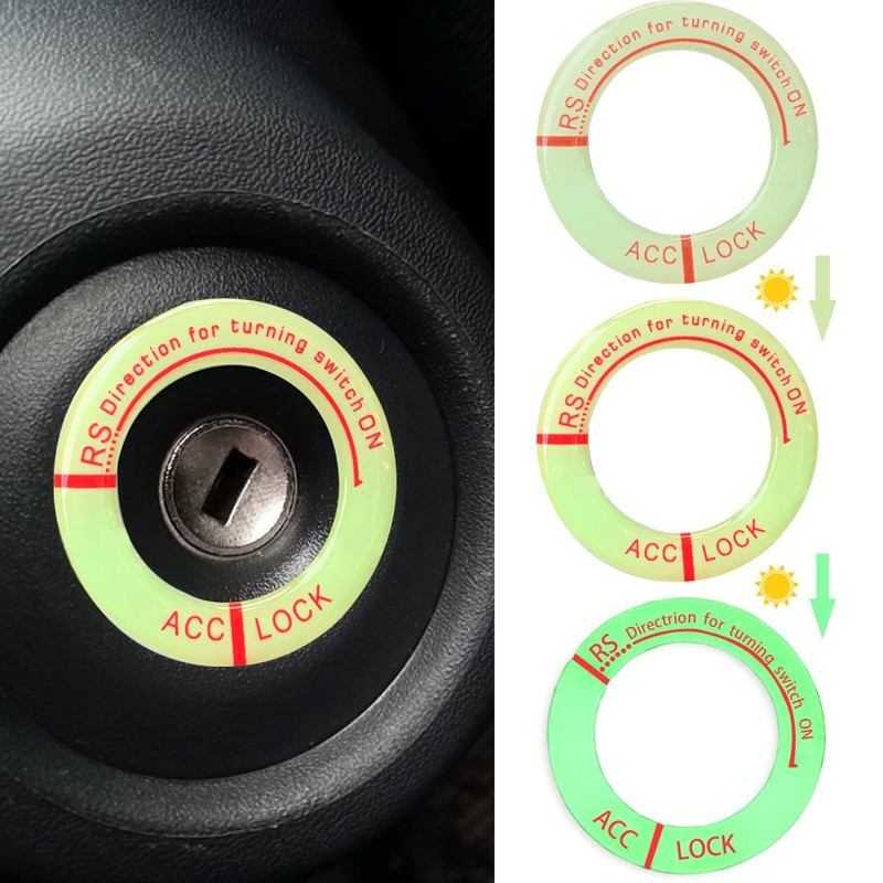 JNNJ 4 x Decorative Ignition Switch Luminous Ring, Ignition Lock