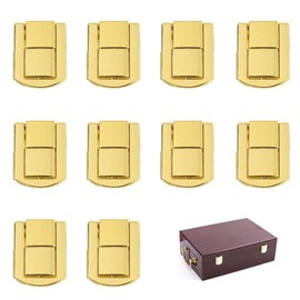 Pack of 10 Box Clasps with 40 Screws, Jewellery Box Clasp, Golden Suitcase Clasp, Hasp Lock, Jewellery Box Made of Zinc Alloy, Tension Clasp, Small for Gift Box, Wooden Chest