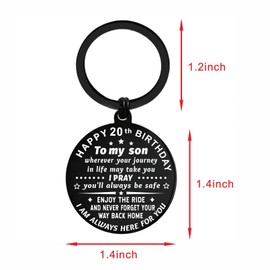 ENGZHI Son 20th Birthday Gifts Men, Son 20 Year Old Birthday Present Decorations Him, Gag Age 20 Keyring Keepsake