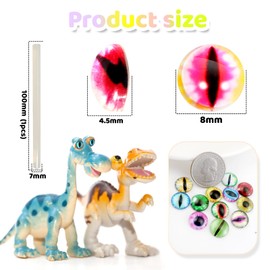 TOAOB 100pcs Assorted Colors Glass Dragon Eyes 8mm Crafts Cabochons for Clay Doll Making Sculptures Props and DIY Jewelry Making Findings