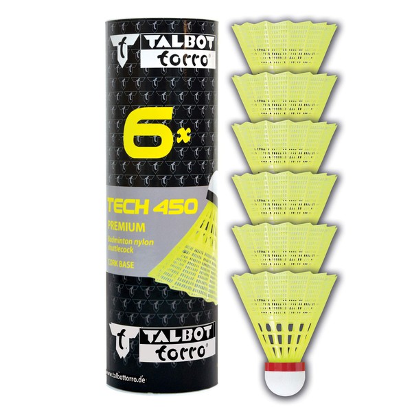 Talbot Torro Unisex Talbot-torro Tech 450 badmintonbolde - 6 stk. dåse sporting goods, Korb: Gelb Rot / Schnell, Einheitsgröße EU