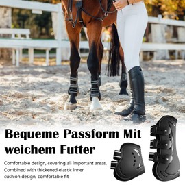 Horse Leg Boots, Horse Gaiters Set of 4 Gaiters for Front Rear,Open Front Adjustable Perfect Fit Easy Fit Breathable Leg Guards Set of 4 Jumping Gaiters,Equestrian Sports Tendon Boots,M