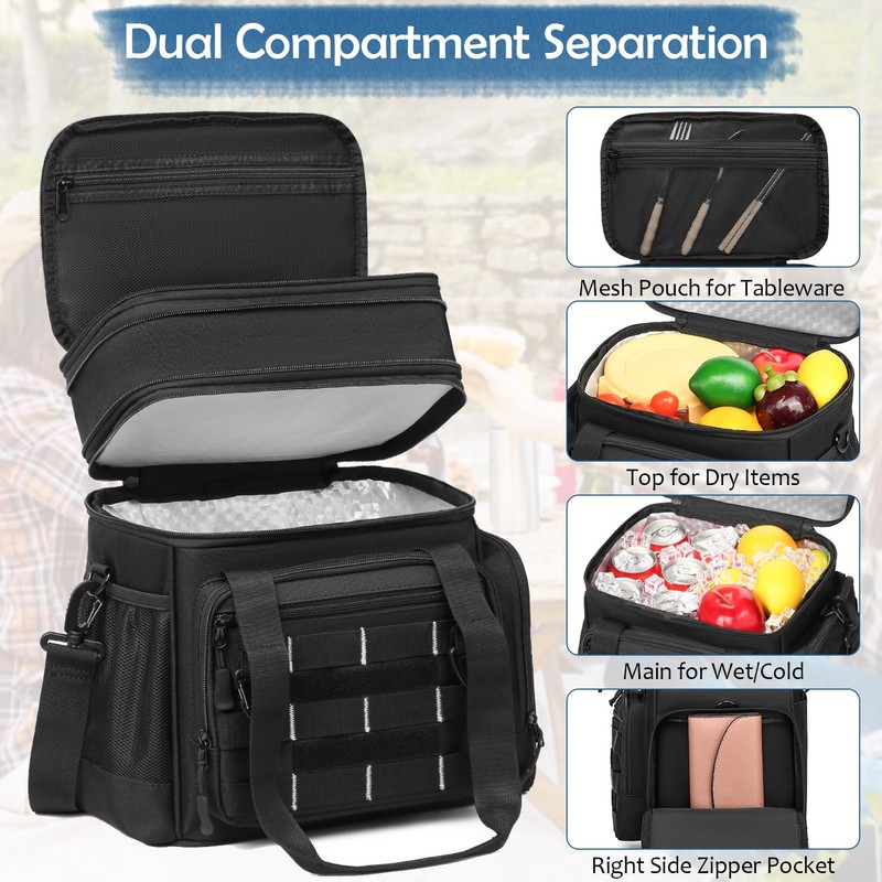 BISKLNDN Tactical Lunch Box Cooler Bag for Men - Large