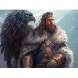 CALVENDO Puzzle Barbarian with Eagle | 1000 Pieces Size 25" x 19"