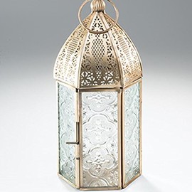 Antique Brass Moroccan Style Medium Lantern by Namaste