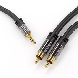 KabelDirekt 3.5mm to RCA Splitter Cable, Cord 20 feet Long, 3.5mm Aux to 2 RCA