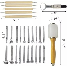 YESILY Leather Carving Working Saddle Making Tools 20 PCS DIY Leather Stamping Tool