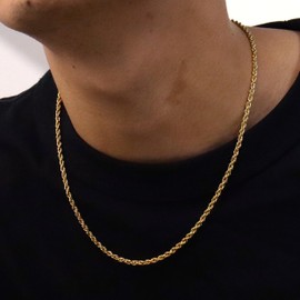 Reoxvo Gold Chain for Men,14k Gold Rope Chain Necklaces for Men Cool 4 mm Neck Chains Jewelry for Men 20 Inch