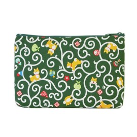 Kyou Made in Japan Cotton Pouch Cosmetics Makeup 19cm x 12.5cm Makeup Portable Travel Small Small Accessory Case Japanese Pattern Gusset, Auskiya Shiba Inu Green