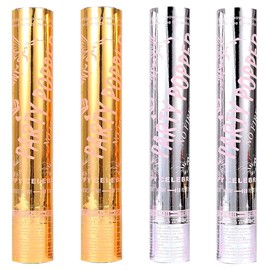 Mineup Gold Silver Confetti Cannon, 4 PCS Gold Silver Foil Confetti, 30cm Party Poppers, Biodegradable Confetti Cannons, Large Confetti Cannons for Celebrations, Christmas, Elite, Party Supplies