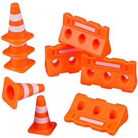 Veemoon Pcs Mini Plastic Construction Cones Fence Roadblock Signs, 1.3inch Miniature Road Cones Early Child Education Tool Traffic Signs Model Small Construction Ornament Micro Landscape