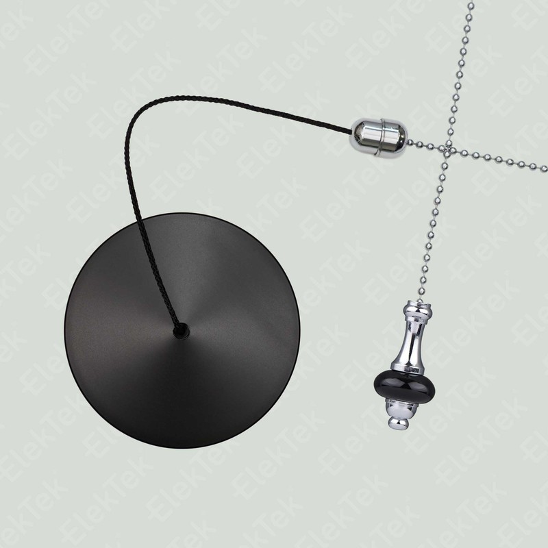 ElekTek Premium Matt Black Bathroom Light Pull Cord Switch Kit