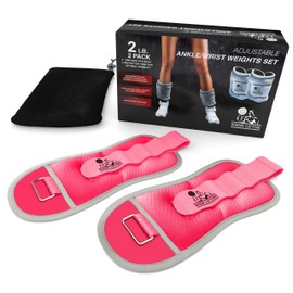 Ankle/Wrist Weights (1 Pair, Two 2 lbs) for Women, Men and Kids - Fully Adjustable Weight for Arm, Hand & Leg - Best for Walking, Jogging, Gymnastics, Aerobics, Gym - (Pink)