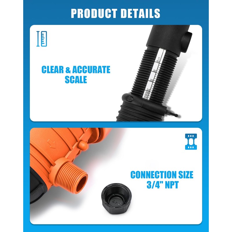 NEWTRY 0.4-4% Fertilizer Injector for Drip Irrigation, 0.09-11 GPM Dosing