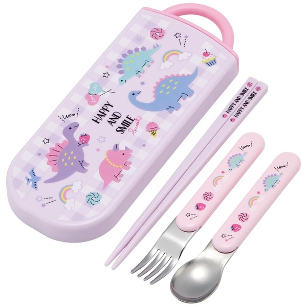 Skater TACC2AG-A Trio Set Chopsticks Spoon Fork Happy & Smile