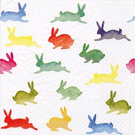Anniversary House Tiflair PJ380006 Luxury Spring Napkins, Colorful Spring Rabbit Design, Thick and Strong Lunch Napkins, 3 Ply, Spring Decorations, Multi-Colour