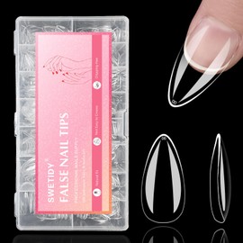 Thick Almond Gel Nail Tips, 540PCS Clear Fake Nails Medium Almond Shape, Full Cover False Acrylic Nails Tips, 15 Sizes Nail Extension Press on Nails Home DIY