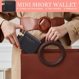 HUATEEN Women's Small Purse, Soft PU Leather, Women's Small Purse with Multiple Compartments, Elegant Purse for Women in Short Format, Black, N/A, Contemporary