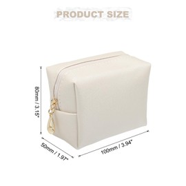 sourcing map Mini Makeup Bags, 4" x 3" PU Waterproof Travel Toiletry Storage Bag Portable Make Up Pouch, Cute Preppy Cosmetic Bag with Zipper for Women (Gold)