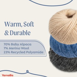 Yarnalia Cloud Yarn - Chunky Weight | Ultra-Soft | Fully Composed of Baby Alpaca for Knitting & Crocheting | Easy Care (2-Pack, 50g/142yd Each, Corn Flower Blue)
