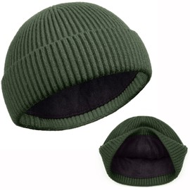 ROYBENS 1pcs Thick Short Fisherman Beanie Knit & Fleece Winter Warm Hat with Men Women