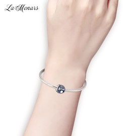 LaMenars Snowman and Christmas Hat Sterling Silver Charm Christmas Tree Pendant, Beads for Girls Gifts for Women Necklace & Bracelet, Cubic Zirconia