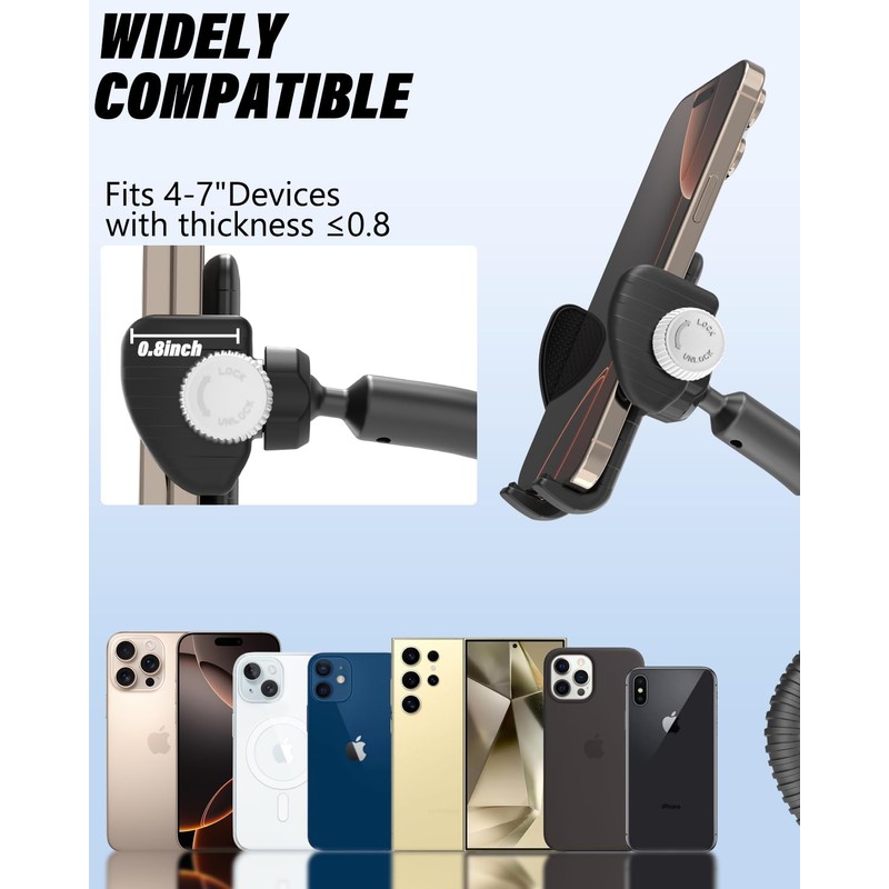 Charchendo Wheelchair & Stroller Phone Holder with Flexible Gooseneck Arm,