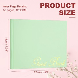 PATIKIL Elegant Guestbook, 9"x7" Offset Paper Wedding Guest Book Stylish Sign in Book with 50 Blank 120GSM Paper for Receptions Birthdays Funerals Special Events, Light Green