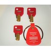 FEO-K1 Elevator Key Fire Service Keys 3 Keys RED Caps
