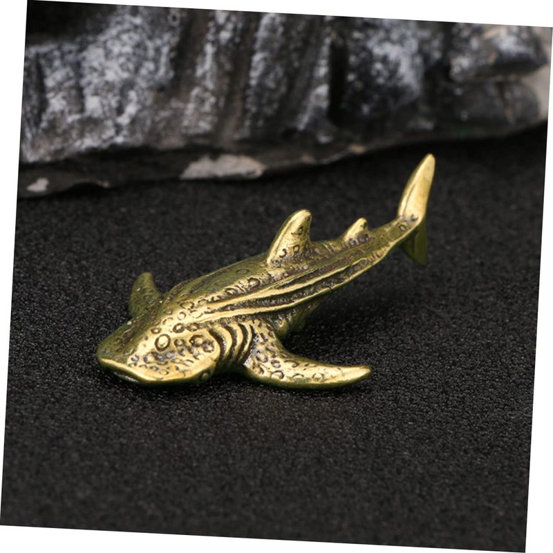 CORHAD Brass Shark Ornament Unique Desktop Decoration Small Shark Sculpture