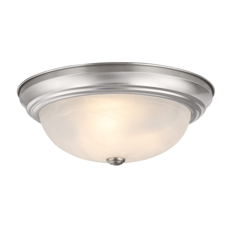 Aspen Creative 63024-09-1, 3-Light Flush Mount/Brushed Nickel Finish w/Alabaster Glass,