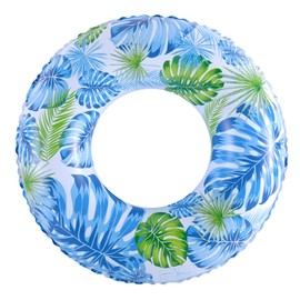 Pool Floats for Kids Ages 5-10, Swimming Pool Toys Inflatable Pool Tubes Simple Stripes Cute Swim Rings, Kids Floaties Water Toys for Pool Beach Party (Leaf)