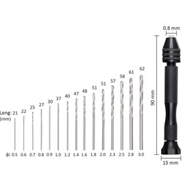 Precision Pin Vise Hobby Drill Set with Hand Twist Bits with a Mini Carving Clamp, 31 Pieces Pin Vise Rotary Tools for Models Wood DIY Drilling Tool