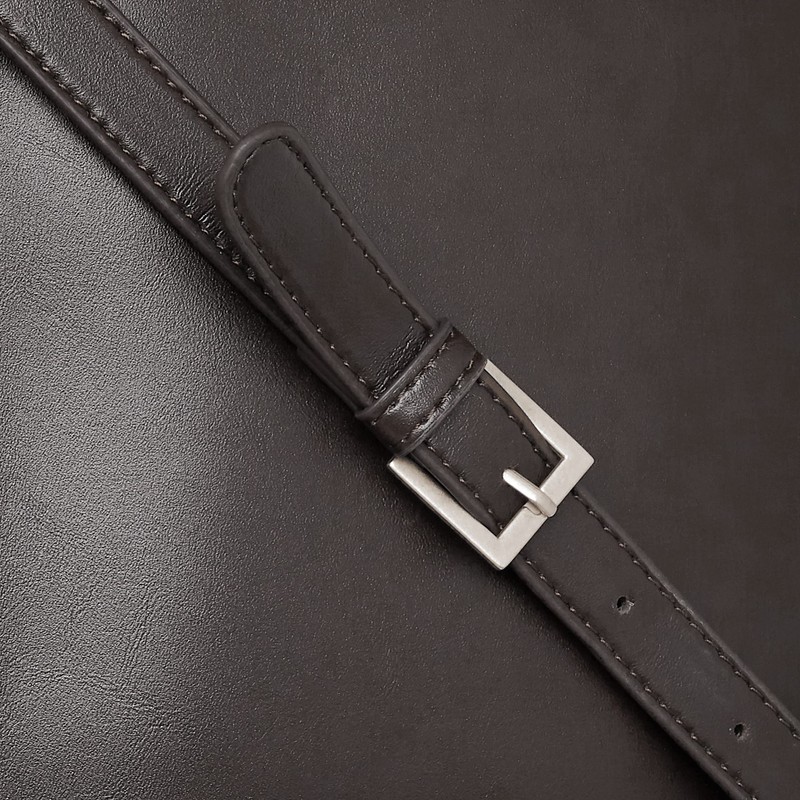 Rename Men's Shoulder Bag, Front Buckle, Faux Leather, Crossbody, charcoal
