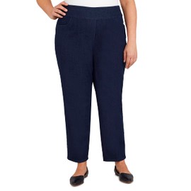 Alfred Dunner Womens Plus-Size Super Stretch Mid-Rise Short Length Pant, Dark Denim, 18W