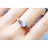 K KOUOKU Ancient Reminder Natural Opal 0pal Ring, Platinum Plated