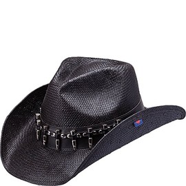 Peter Grimm Mens Woven Contrast Trim Cowboy Hat Black O/S
