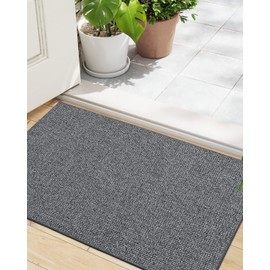 LUMI Indoor Doormat, Low Profile Entryway Mat, Ultra-Thin Non Slip Rubber Backing Welcome Mat, Stain-Resistant Door Mats for Inside, Patio, Porch, 17.5"x30", Dark Grey