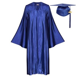 Newrara Juego de gorra y borla de graduación brillante para adultos para secundaria y soltero (51 Plus, azul real)
