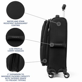 Travelpro Travelpro Maxlite 5 Softside Expandable Carry on Luggage with 4 Spinner Wheels, Lightweight Suitcase, Men and Women, Black, Compact Carry on 20-Inch