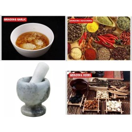 CL Mortero De Marmol Con Maja Pistillo Molcajete Especias Gris